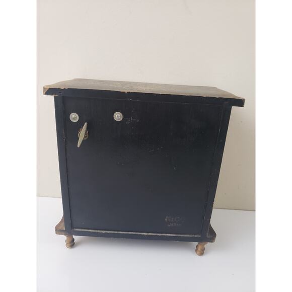 Vintage Nico Wooden 3 Drawer Musical Jewelry Box Cottagecore Made in Japan - Picture 4 of 12